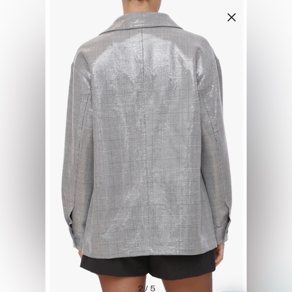 Avec Les Filles Sequin Plaid Shirt Jacket - Picture 4 of 12